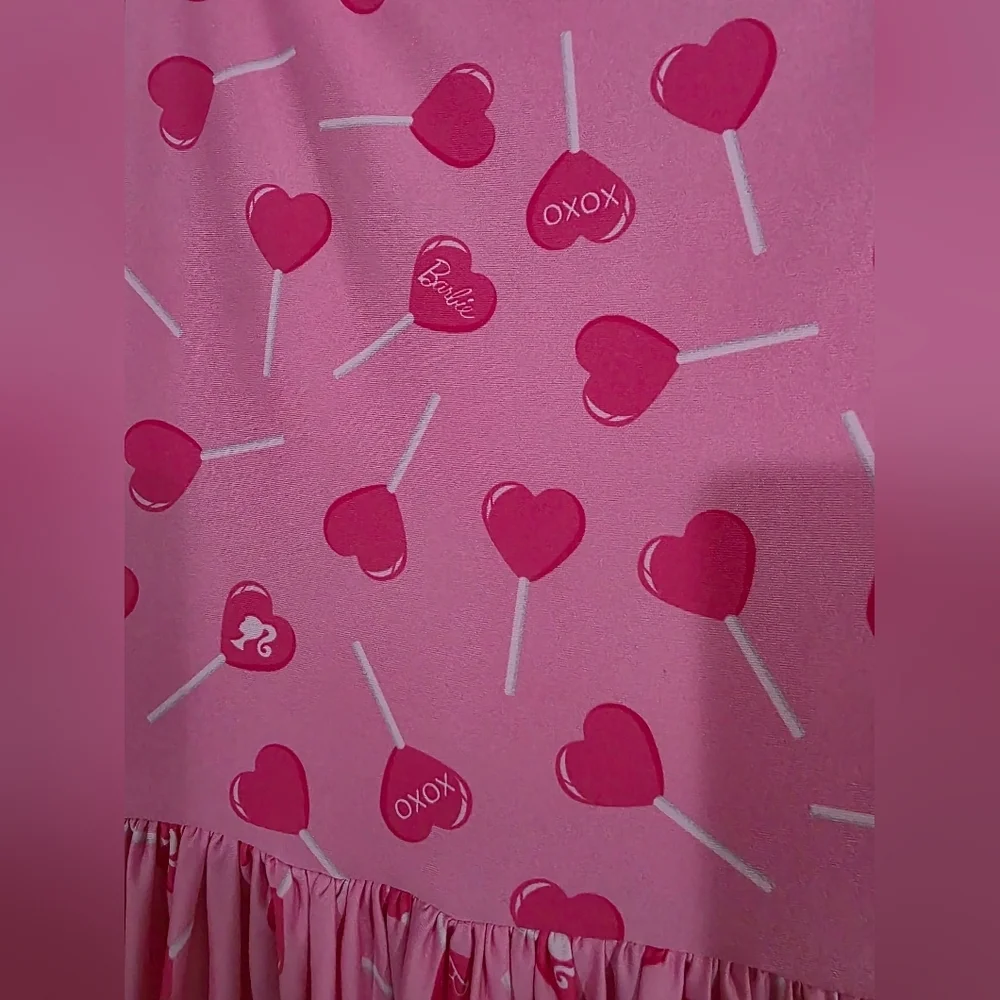 Blackmilk x Barbie pink lollipop tie the knot tiered frill dress mini Dollskill - Picture 4 of 5
